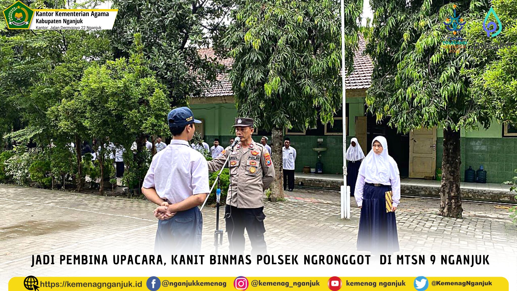 JADI PEMBINA UPACARA, KANIT BINMAS POLSEK NGRONGGOT  DI MTsN 9 NGANJUK