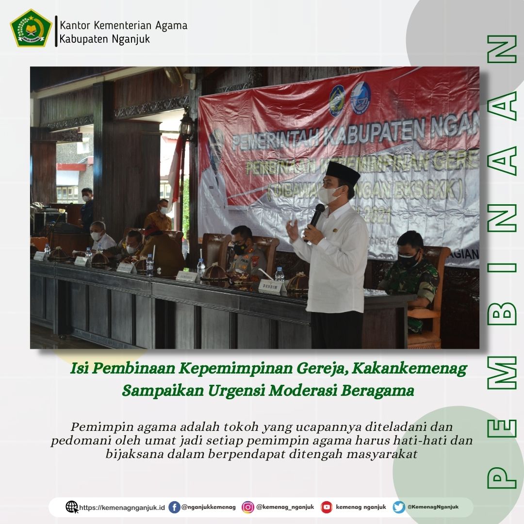 Isi Pembinaan Kepemimpinan Gereja, Kakankemenag Sampaikan Urgensi Moderasi Beragama