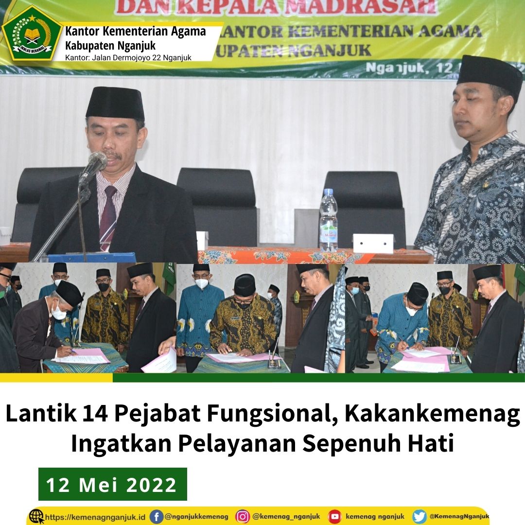 Lantik 14 Pejabat Fungsional, Kakankemenag Ingatkan Pelayanan Sepenuh Hati