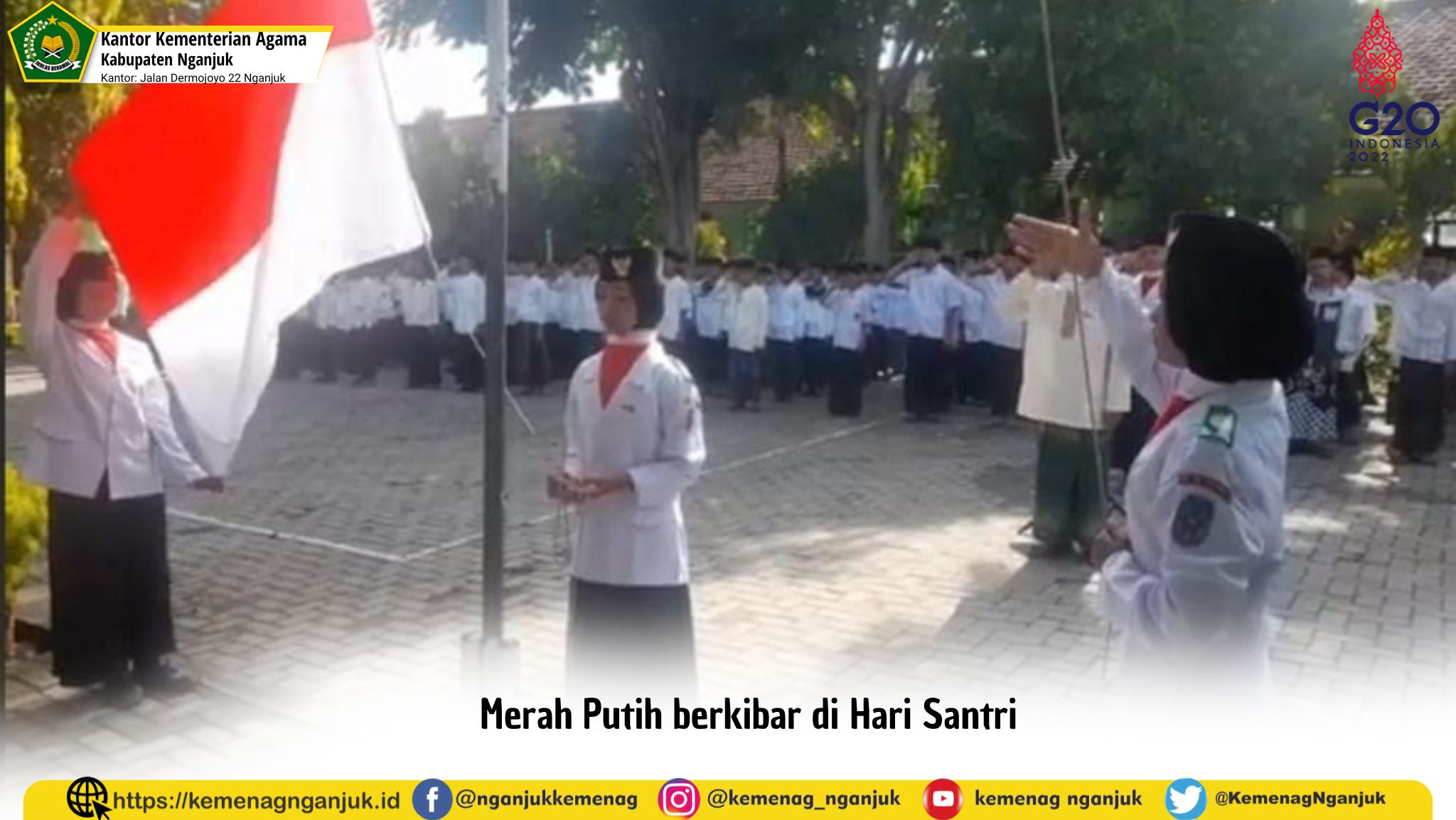Merah Putih berkibar di Hari Santri