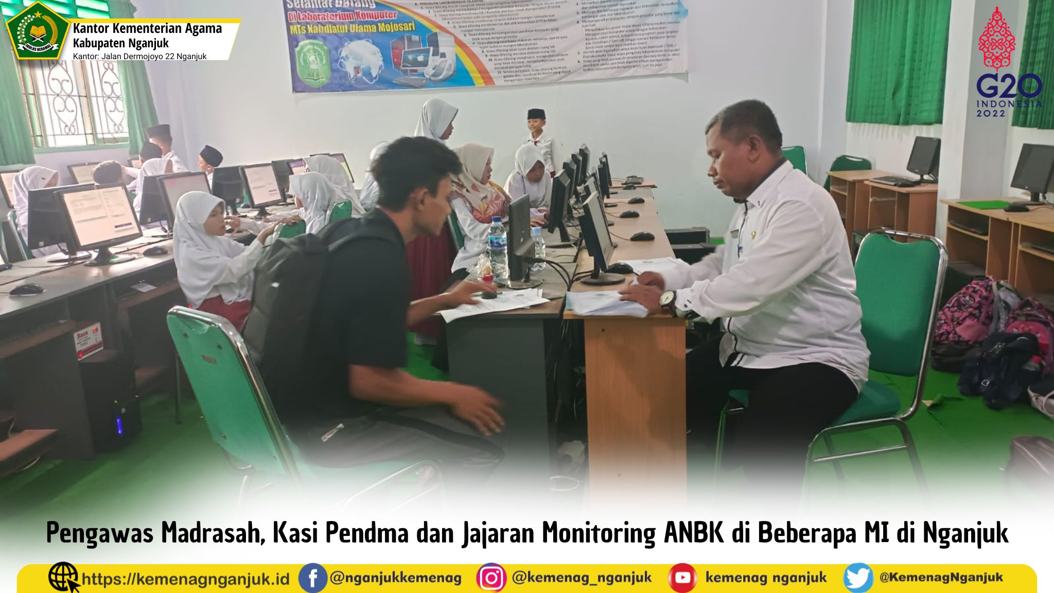 Pengawas Madrasah, Kasi Pendma dan Jajaran Monitoring ANBK di Beberapa MI di Nganjuk