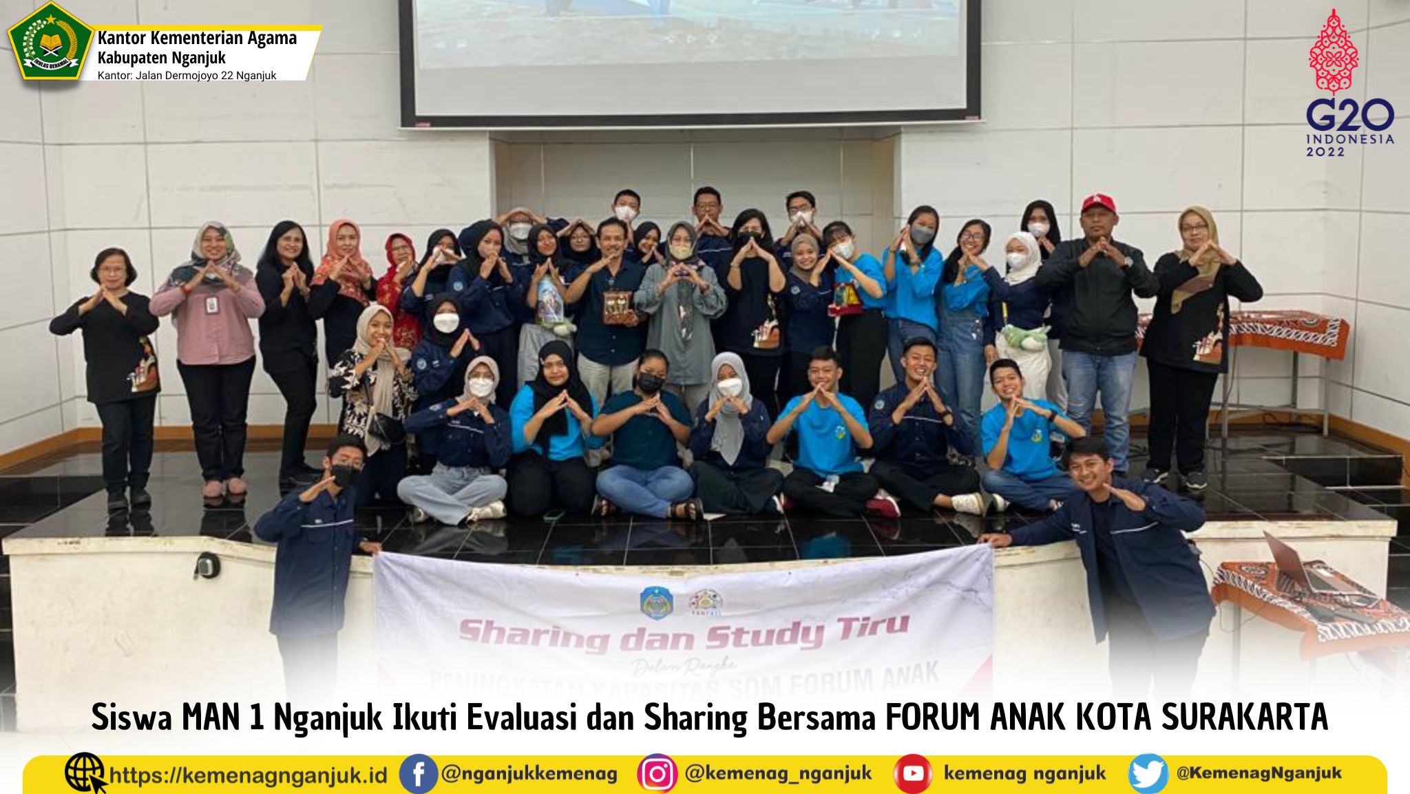 Siswa MAN 1 Nganjuk Ikuti Evaluasi dan Sharing Bersama FORUM ANAK KOTA SURAKARTA