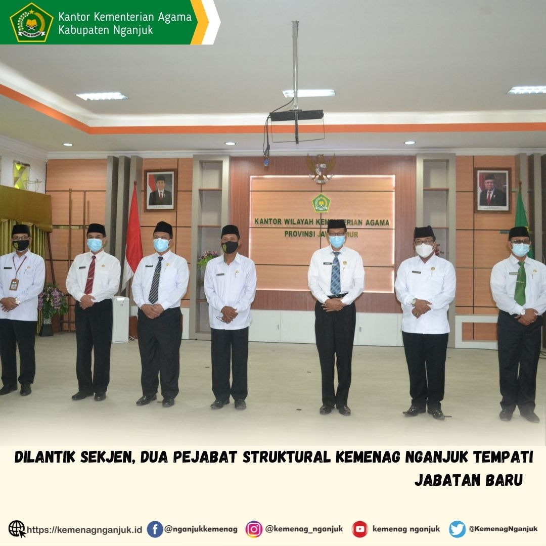 Dilantik Sekjen, Dua Pejabat Struktural Kemenag Nganjuk Tempati Jabatan Baru