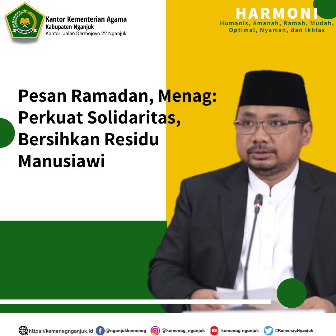 Pesan Ramadan, Menag: Perkuat Solidaritas, Bersihkan Residu Manusiawi