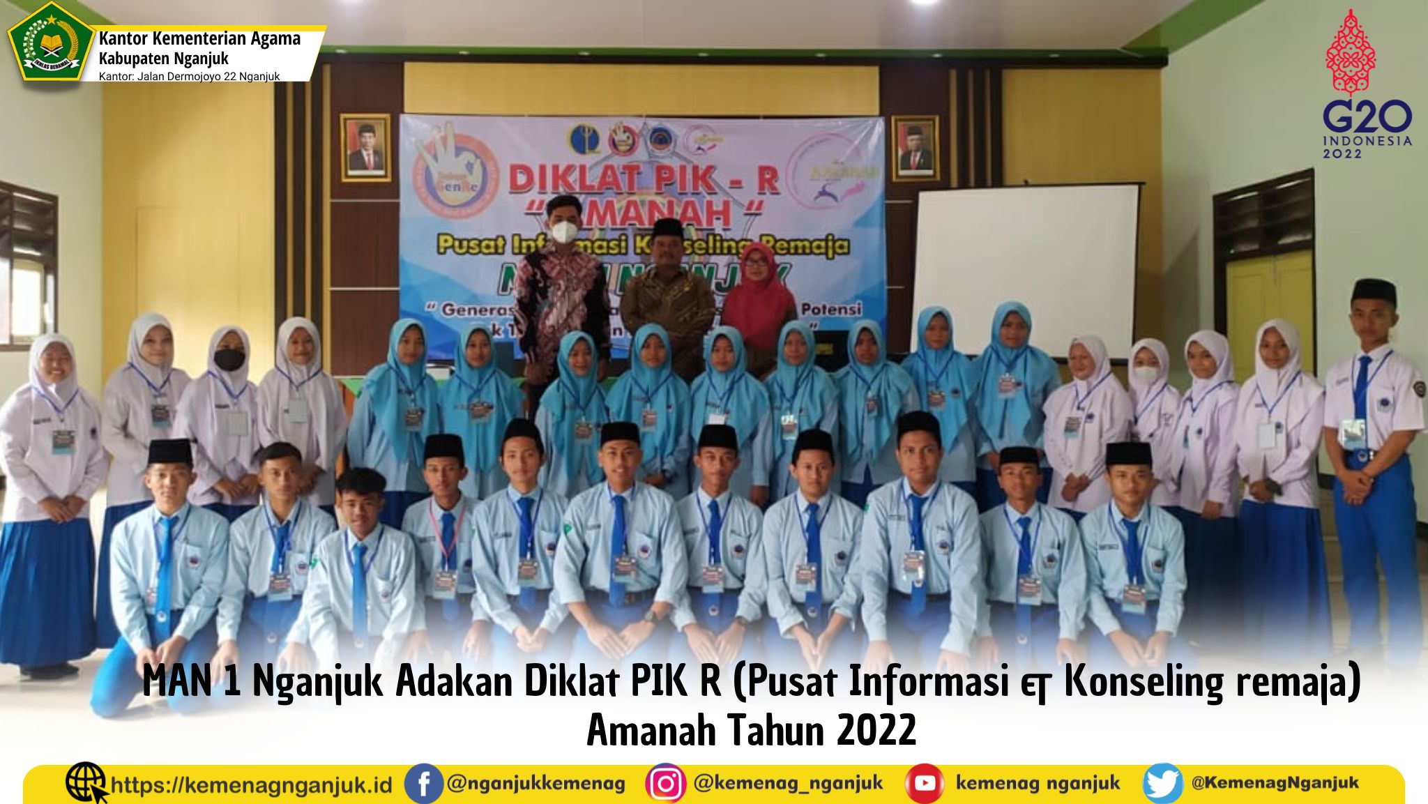 MAN 1 Nganjuk Adakan Diklat PIK R (Pusat Informasi & Konseling remaja) Amanah Tahun 2022