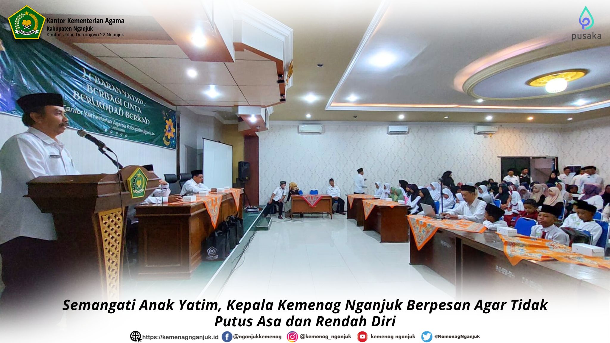 Semangati Anak Yatim, Kepala Kemenag Nganjuk Berpesan Agar Tidak Putus Asa dan Rendah Diri