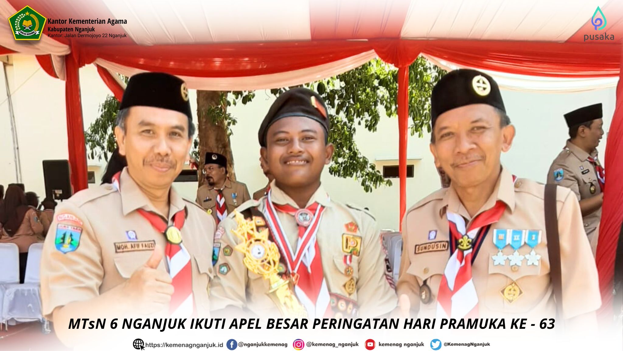 MTsN 6 NGANJUK IKUTI APEL BESAR PERINGATAN HARI PRAMUKA KE - 63