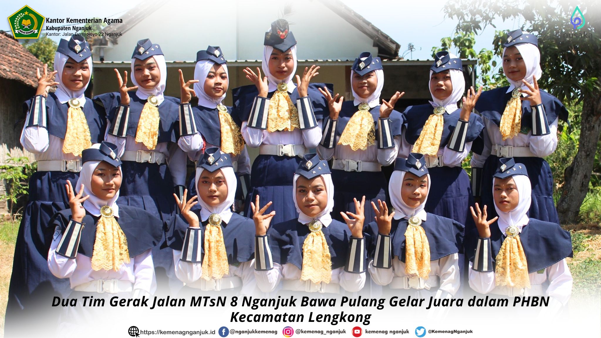 Dua Tim Gerak Jalan MTsN 8 Nganjuk Bawa Pulang Gelar Juara dalam PHBN Kecamatan Lengkong