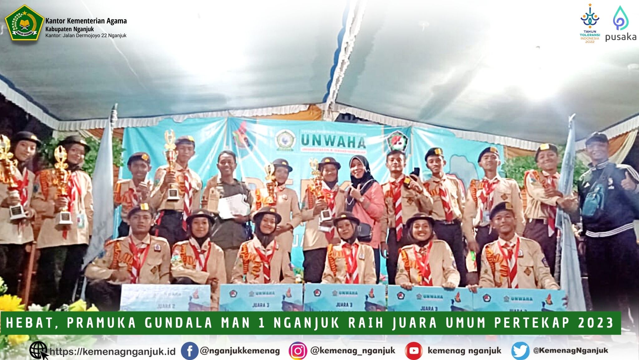 Hebat, Pramuka Gundala MAN 1 Nganjuk Raih Juara Umum PERTEKAP 2023