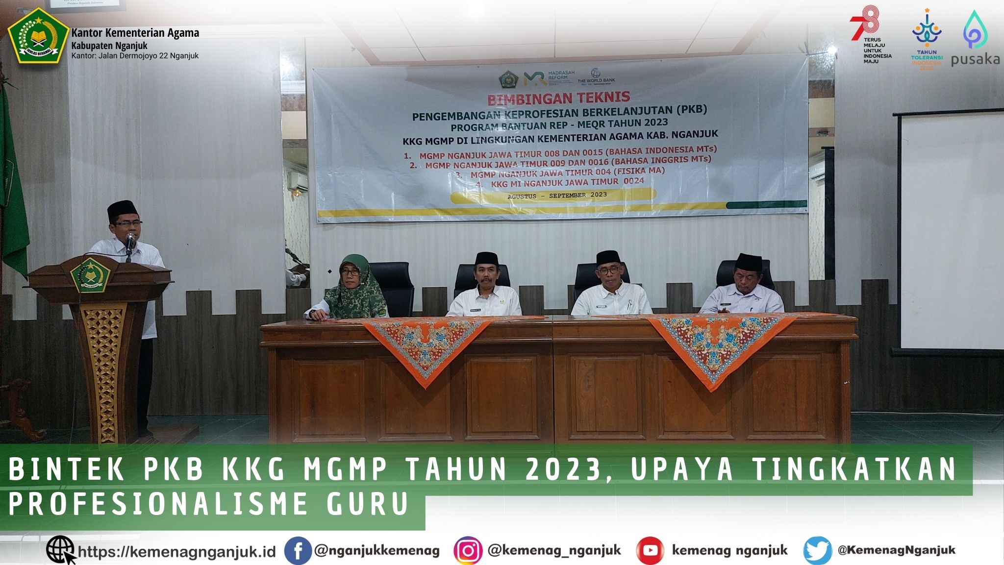 Bintek PKB KKG MGMP Tahun 2023, Upaya Tingkatkan Profesionalisme Guru