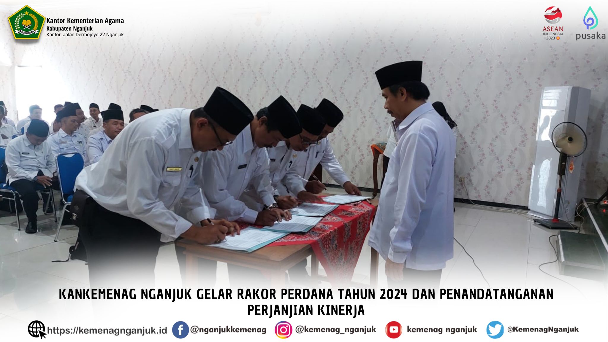 Kankemenag Nganjuk Gelar Rakor Perdana Tahun 2024 dan Penandatanganan Perjanjian Kinerja