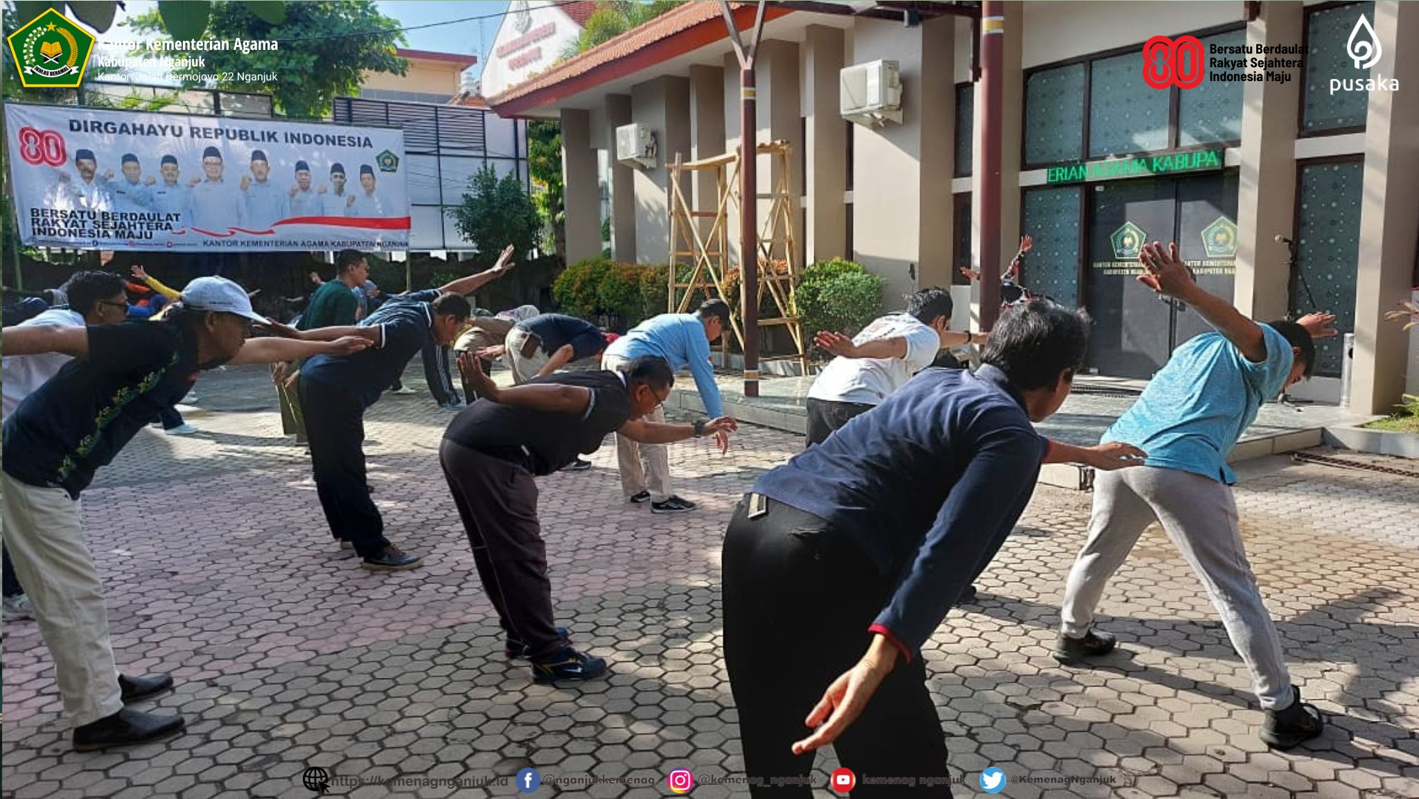 Senam Bersama Jumat Pagi, Tingkatkan Semangat dan Kebugaran Pegawai Kemenag Nganjuk