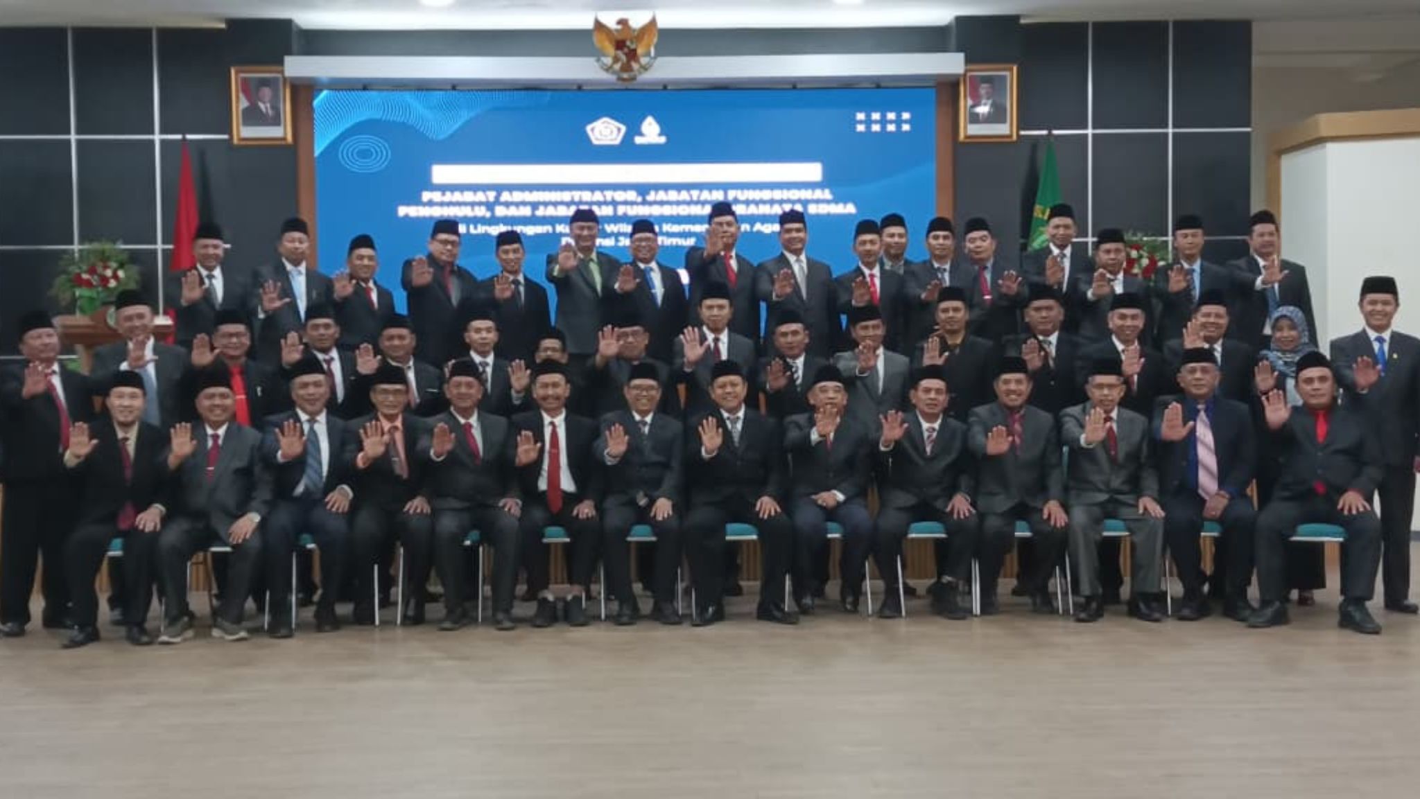 Kakankemenag Nganjuk Hadiri Pelantikan Pejabat Kemenag Jatim, Teguhkan Komitmen Penguatan Layanan Um