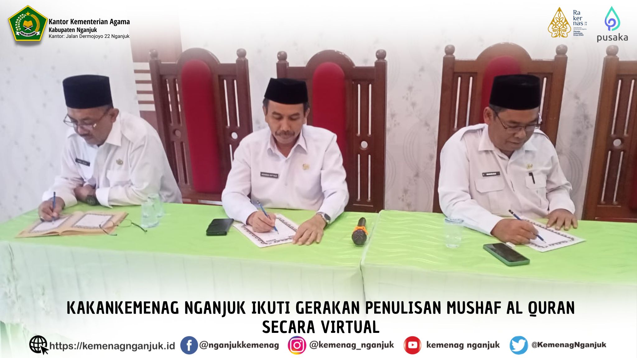 Kakankemenag Nganjuk Ikuti Gerakan Penulisan Mushaf Al Quran secara Virtual