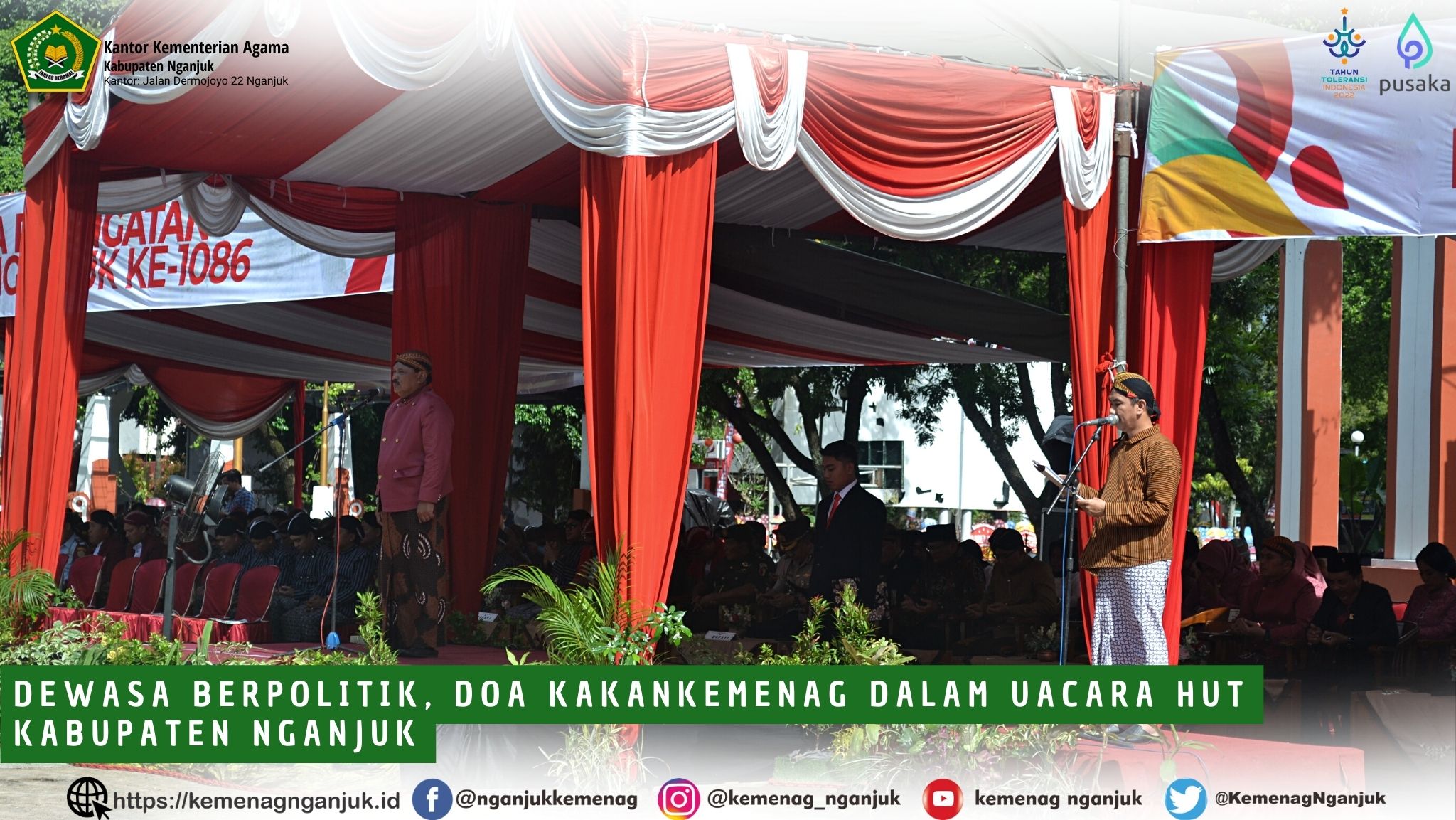 Dewasa Berpolitik, Doa Kakankemenag Dalam Uacara HUT Kabupaten Nganjuk